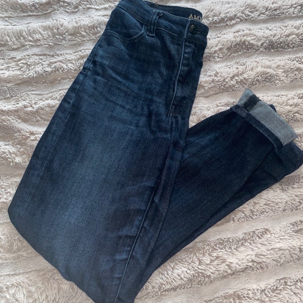 High rise dark blue jegging